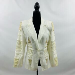 Privata Vintage Cream Gold Embroidered Blazer